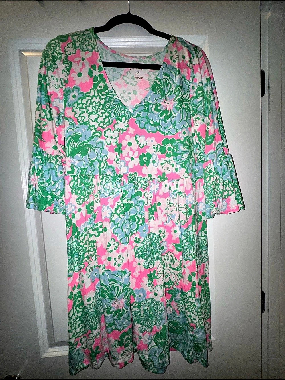 Lilly Pulitzer Floral Mini Dress in Pink & Green Size Small